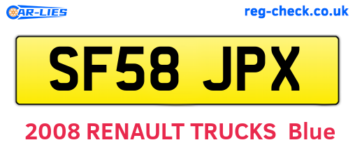 SF58JPX are the vehicle registration plates.