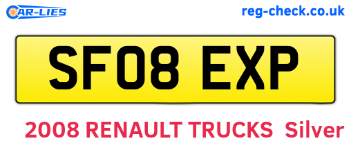 SF08EXP are the vehicle registration plates.