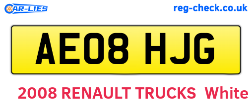 AE08HJG are the vehicle registration plates.