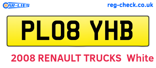PL08YHB are the vehicle registration plates.