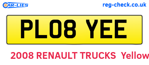 PL08YEE are the vehicle registration plates.