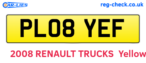 PL08YEF are the vehicle registration plates.