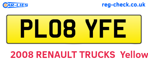 PL08YFE are the vehicle registration plates.