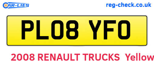 PL08YFO are the vehicle registration plates.