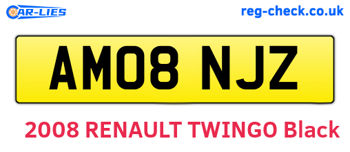 AM08NJZ are the vehicle registration plates.