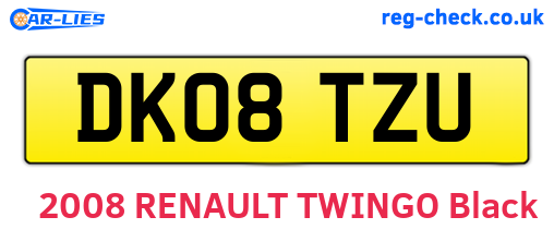 DK08TZU are the vehicle registration plates.