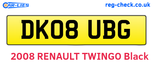 DK08UBG are the vehicle registration plates.