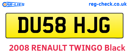 DU58HJG are the vehicle registration plates.