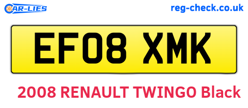 EF08XMK are the vehicle registration plates.