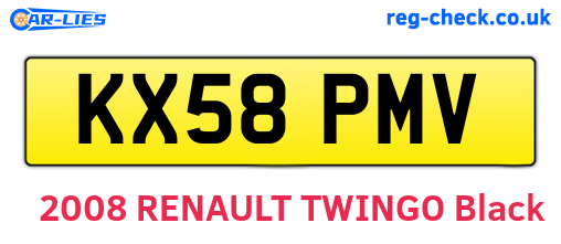 KX58PMV are the vehicle registration plates.