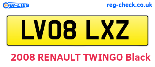 LV08LXZ are the vehicle registration plates.