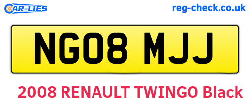 NG08MJJ are the vehicle registration plates.