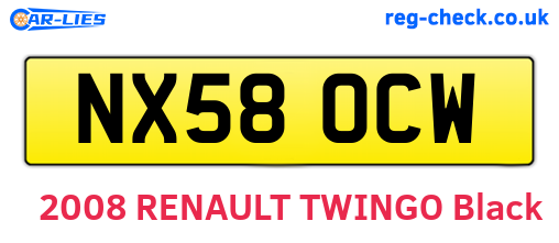 NX58OCW are the vehicle registration plates.