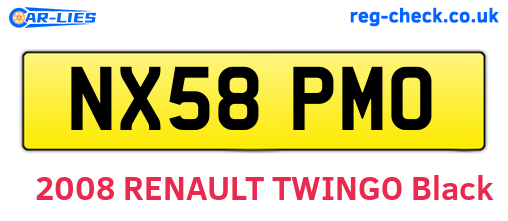 NX58PMO are the vehicle registration plates.
