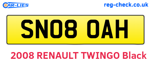 SN08OAH are the vehicle registration plates.