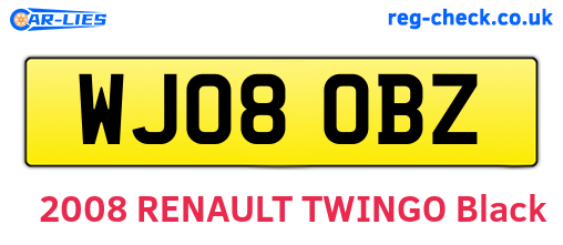 WJ08OBZ are the vehicle registration plates.