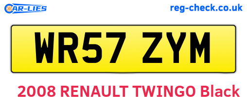 WR57ZYM are the vehicle registration plates.