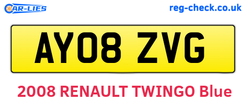 AY08ZVG are the vehicle registration plates.