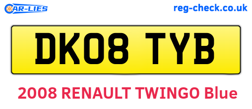 DK08TYB are the vehicle registration plates.