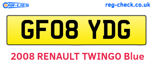 GF08YDG are the vehicle registration plates.