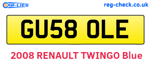 GU58OLE are the vehicle registration plates.