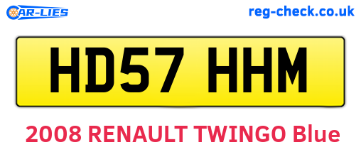 HD57HHM are the vehicle registration plates.