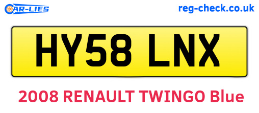 HY58LNX are the vehicle registration plates.