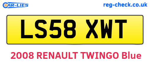 LS58XWT are the vehicle registration plates.