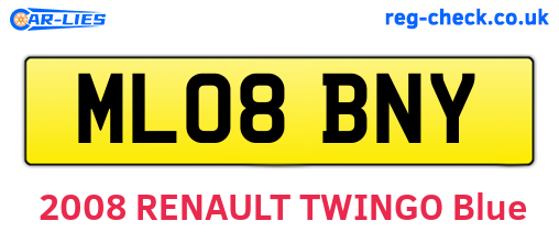 ML08BNY are the vehicle registration plates.