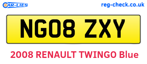 NG08ZXY are the vehicle registration plates.