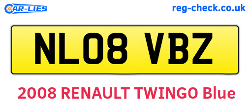 NL08VBZ are the vehicle registration plates.