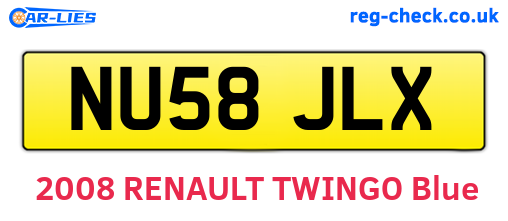 NU58JLX are the vehicle registration plates.