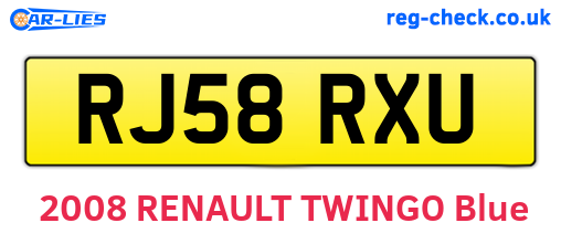 RJ58RXU are the vehicle registration plates.