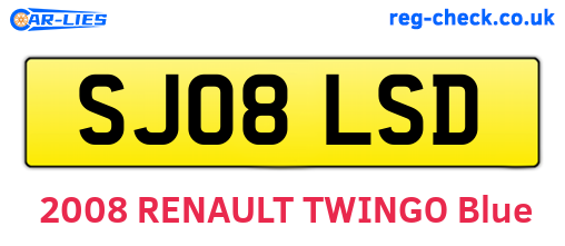 SJ08LSD are the vehicle registration plates.