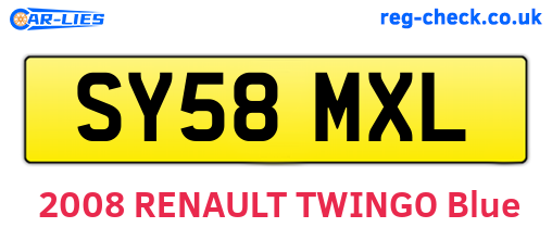 SY58MXL are the vehicle registration plates.