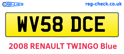WV58DCE are the vehicle registration plates.