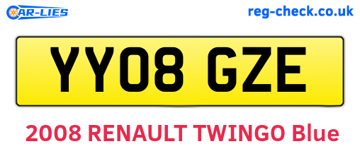 YY08GZE are the vehicle registration plates.