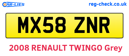 MX58ZNR are the vehicle registration plates.