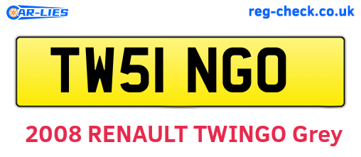 TW51NGO are the vehicle registration plates.