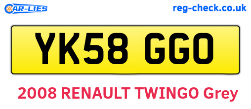 YK58GGO are the vehicle registration plates.