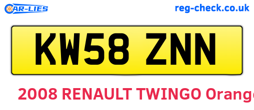 KW58ZNN are the vehicle registration plates.