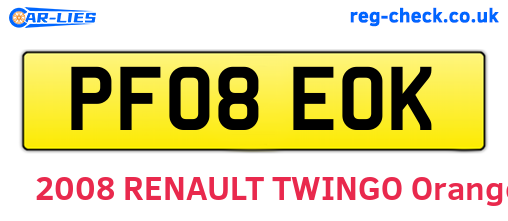 PF08EOK are the vehicle registration plates.