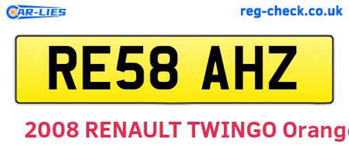 RE58AHZ are the vehicle registration plates.