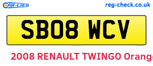 SB08WCV are the vehicle registration plates.