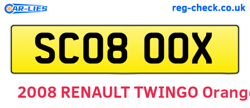 SC08OOX are the vehicle registration plates.