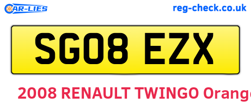 SG08EZX are the vehicle registration plates.