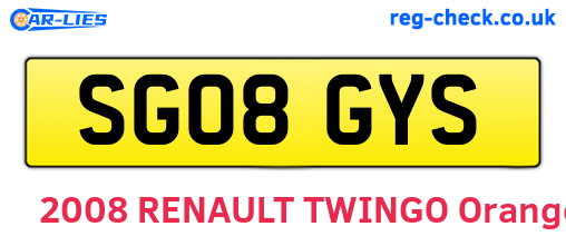 SG08GYS are the vehicle registration plates.