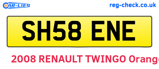 SH58ENE are the vehicle registration plates.
