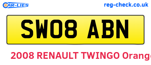 SW08ABN are the vehicle registration plates.