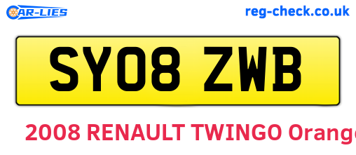 SY08ZWB are the vehicle registration plates.